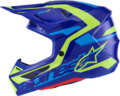 ALPINESTARS SM7 Helmet - Deed - Gloss Blue/Yellow Fluo - XS 8302426-7253-XS