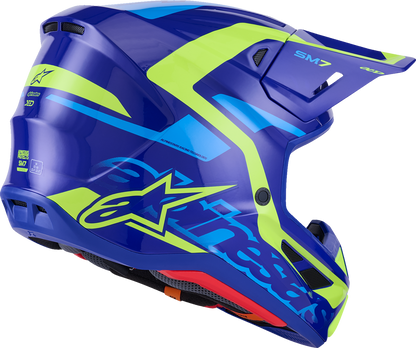 ALPINESTARS SM7 Helmet - Deed - Gloss Blue/Yellow Fluo - Medium 8302426-7253-M