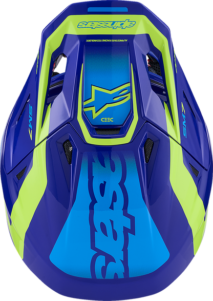 ALPINESTARS SM7 Helmet - Deed - Gloss Blue/Yellow Fluo - Small 8302426-7253-S