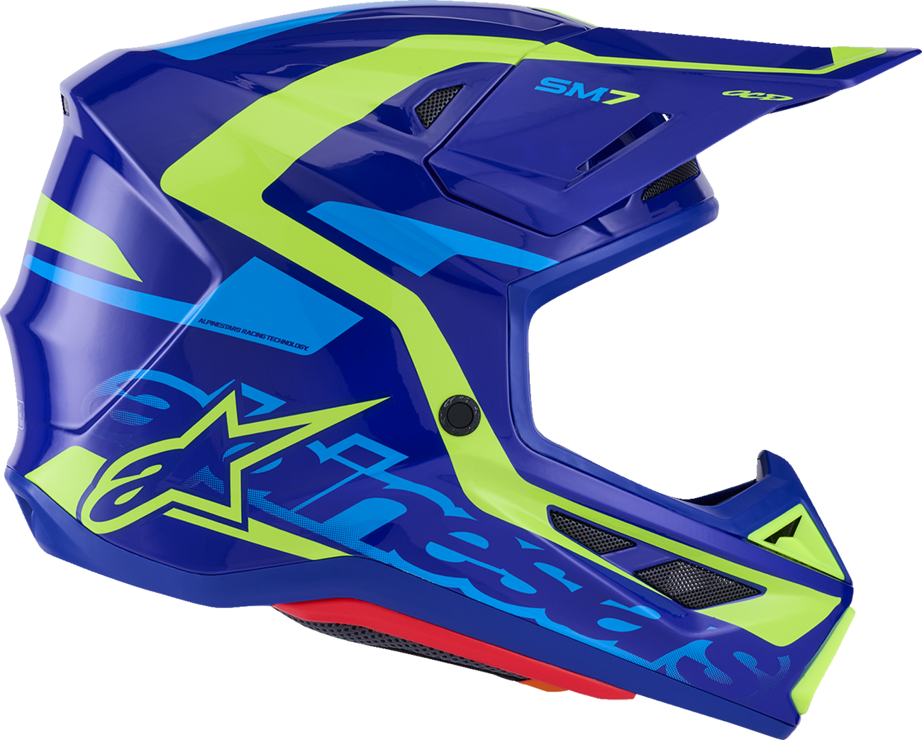 ALPINESTARS SM7 Helmet - Deed - Gloss Blue/Yellow Fluo - Large 8302426-7253-L