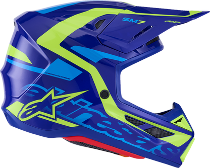 ALPINESTARS SM7 Helmet - Deed - Gloss Blue/Yellow Fluo - Large 8302426-7253-L