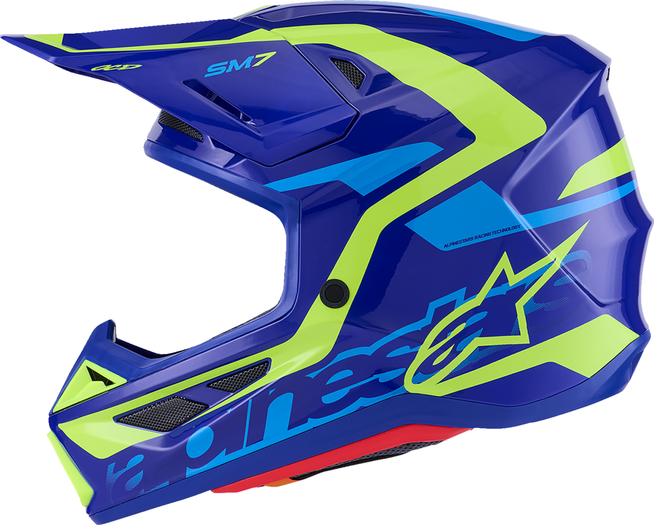 ALPINESTARS SM7 Helmet - Deed - Gloss Blue/Yellow Fluo - XL 8302426-7253-XL