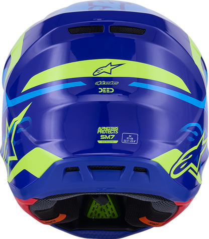 ALPINESTARS SM7 Helmet - Deed - Gloss Blue/Yellow Fluo - XL 8302426-7253-XL
