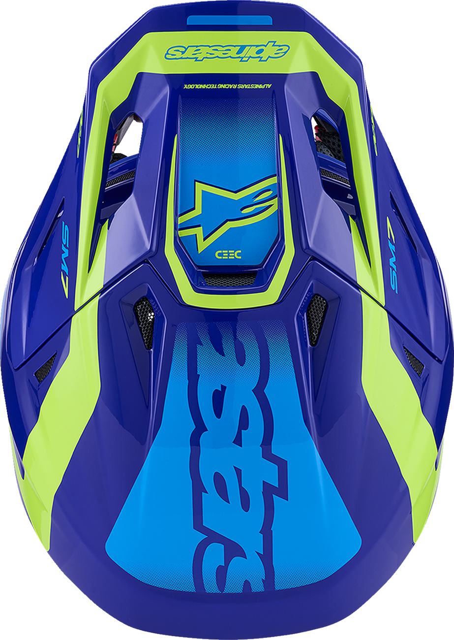 ALPINESTARS SM7 Helmet - Deed - Gloss Blue/Yellow Fluo - Large 8302426-7253-L