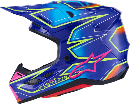 ALPINESTARS SM7 Helmet - Cast - Gloss/Blue/Pink/Yellow Fluo - Small 8302626-7254-S