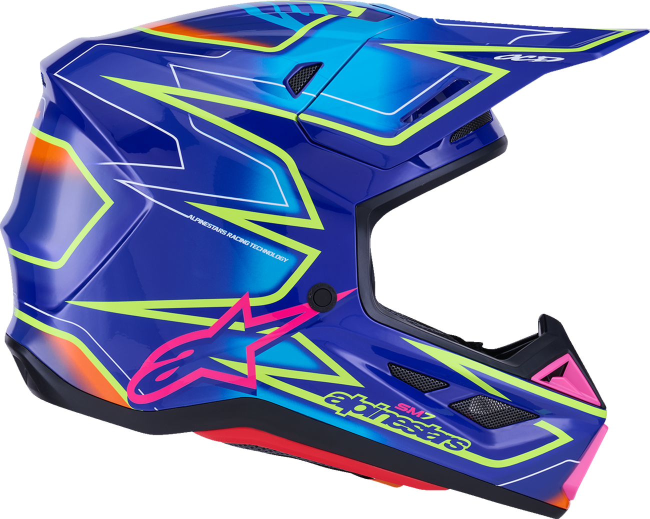 ALPINESTARS SM7 Helmet - Cast - Gloss/Blue/Pink/Yellow Fluo - Large 8302626-7254-L