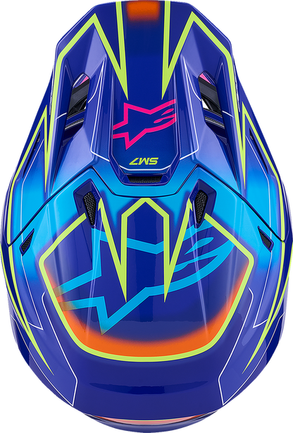 ALPINESTARS SM7 Helmet - Cast - Gloss/Blue/Pink/Yellow Fluo - Large 8302626-7254-L