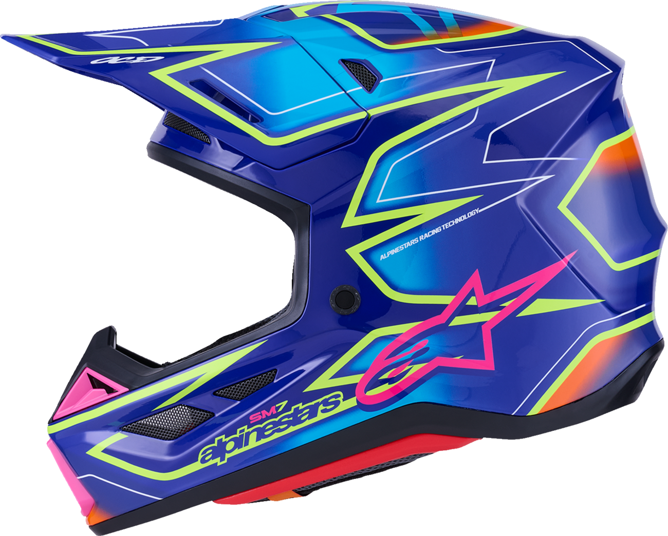 ALPINESTARS SM7 Helmet - Cast - Gloss/Blue/Pink/Yellow Fluo - 2XL 8302626-7254-XXL