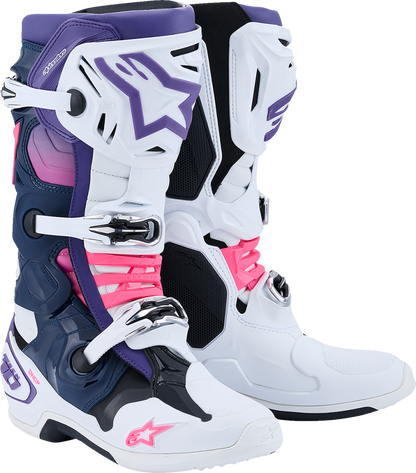 ALPINESTARS Tech 10 Boots - White/Violet/Navy/Pink Fluorescent - US 9 / EU 43 2010020-2780-9