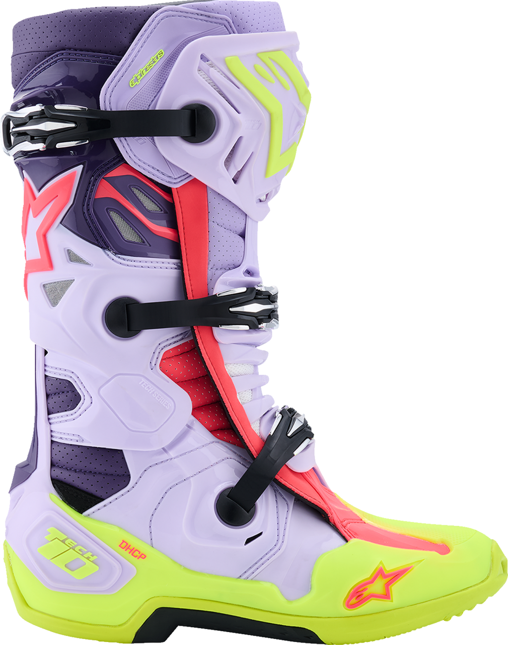 ALPINESTARS Tech 10 Supervented Boots - Purple/Fluorescent Yellow/Diva Pink - US 8 / EU 42 2010520-3150-8