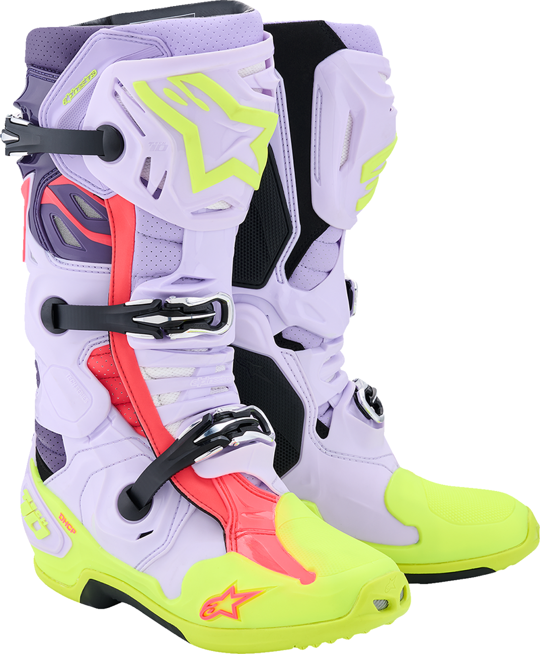 ALPINESTARS Tech 10 Supervented Boots - Purple/Fluorescent Yellow/Diva Pink - US 12 / EU 47 2010520-3150-12
