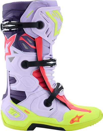 ALPINESTARS Tech 10 Supervented Boots - Purple/Fluorescent Yellow/Diva Pink - US 10 / EU 44.5 2010520-3150-10