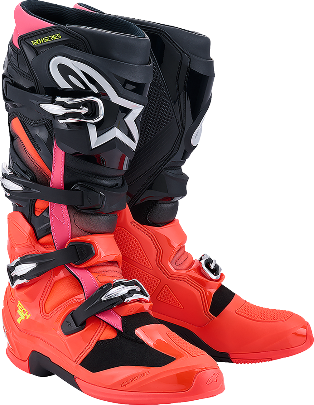 ALPINESTARS Tech 7 Boots - Black/Fluorescent Red/Fluorescent Pink - US 7 / EU 40.5 2012025-1576-7