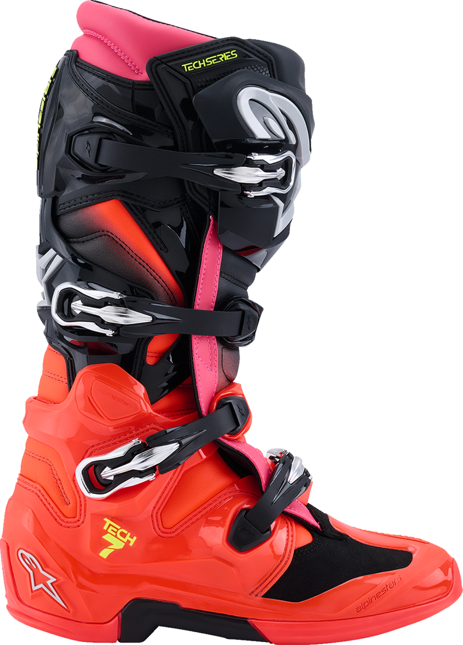 ALPINESTARS Tech 7 Boots - Black/Fluorescent Red/Fluorescent Pink - US 10 / EU 44.5 2012025-1576-10