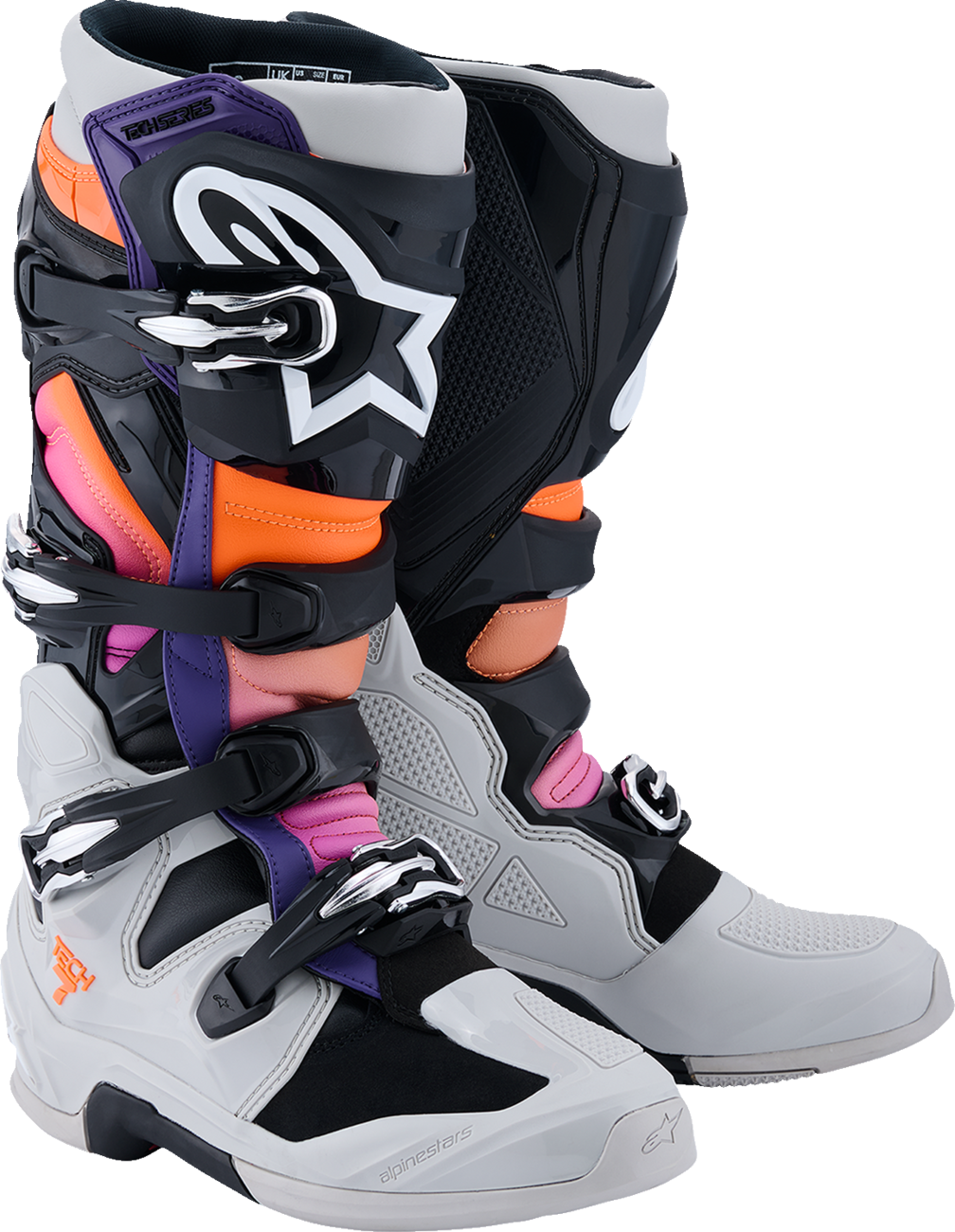 ALPINESTARS Tech 7 Boots - Black/Light Gray/Fluorescent Orange/Magenta - US 9 / EU 43 2012025-1594-9