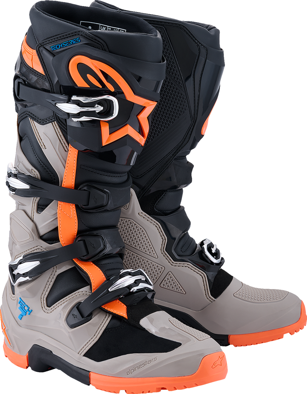 ALPINESTARS Tech 7 Enduro Boots - Black/Warm Gray/Fluorescent Orange - US 8 2010426-1562-8