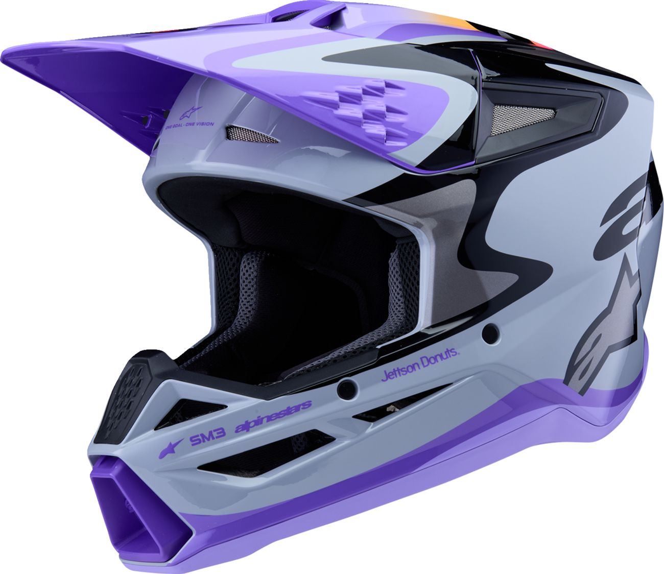 ALPINESTARS Youth SM3 Helmet - Jettson - Glosss Black/Gray/Purple - Small 8303226-9277-YS