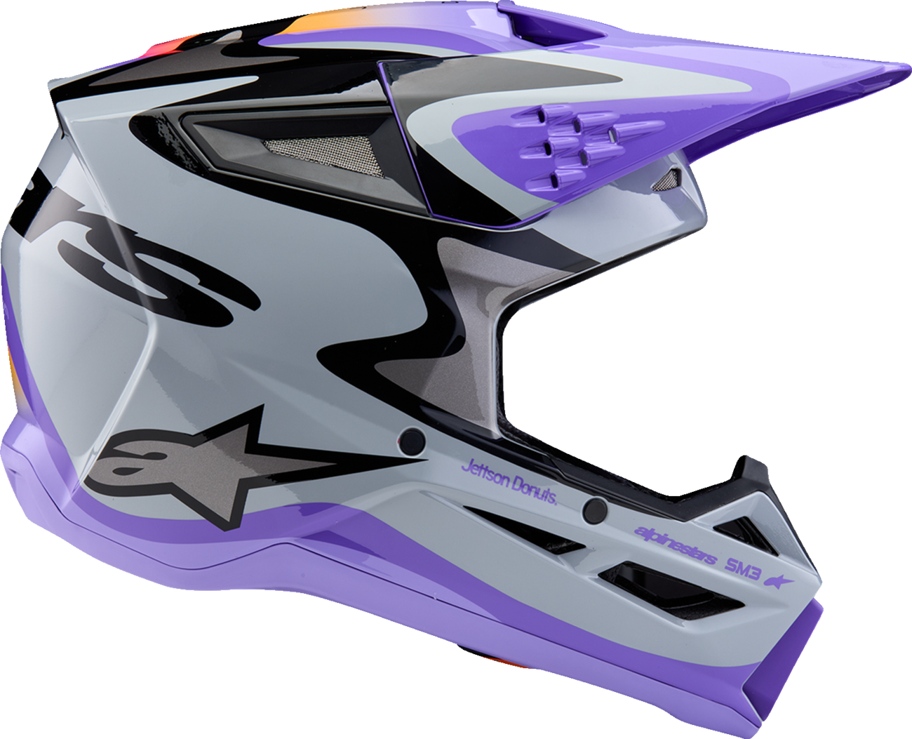 ALPINESTARS Youth SM3 Helmet - Jettson - Glosss Black/Gray/Purple - Small 8303226-9277-YS