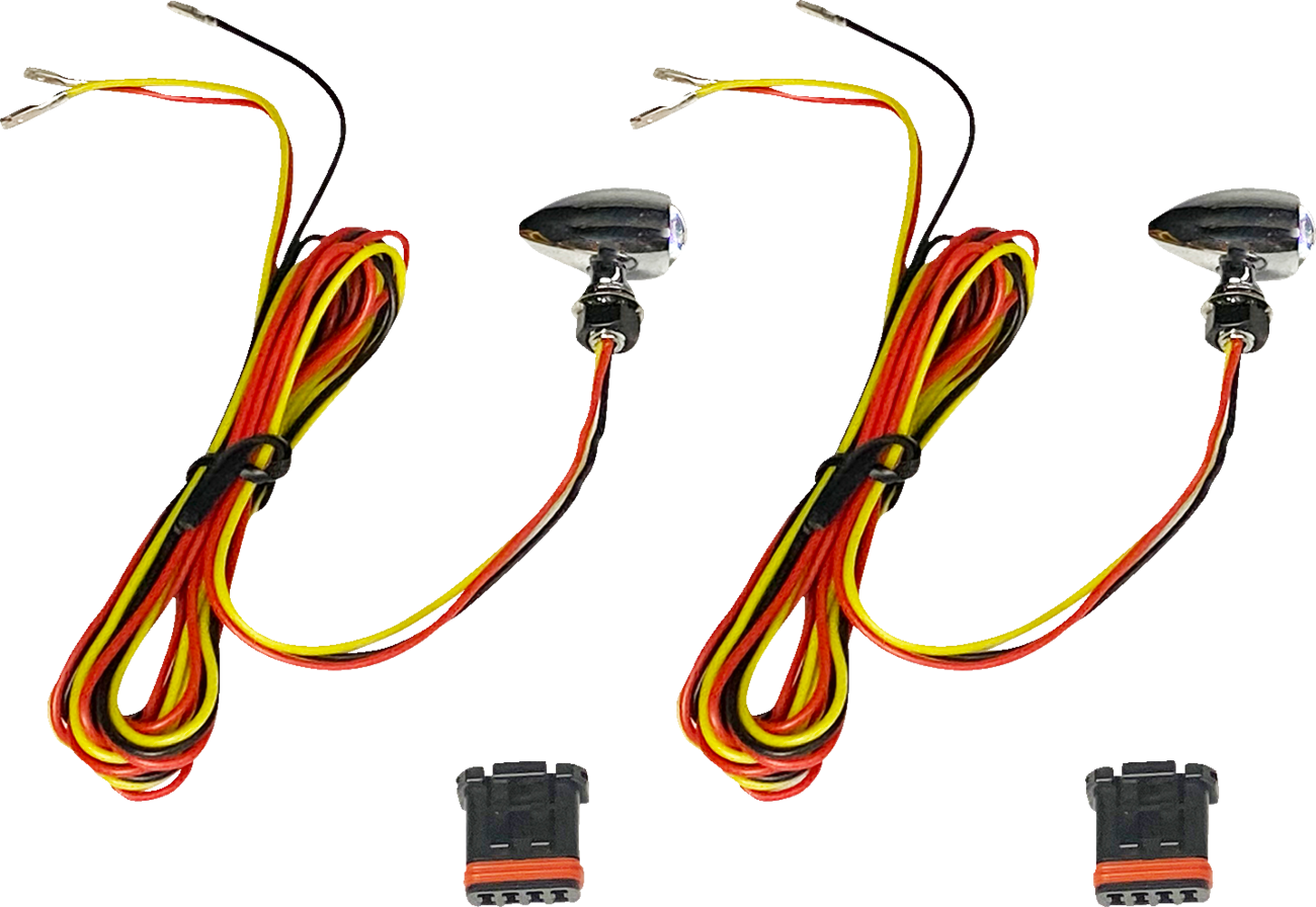CUSTOM DYNAMICS Micro Bullet Turn Signals - LED - Amber/Red- Chrome CD-MICRO-AR2-C