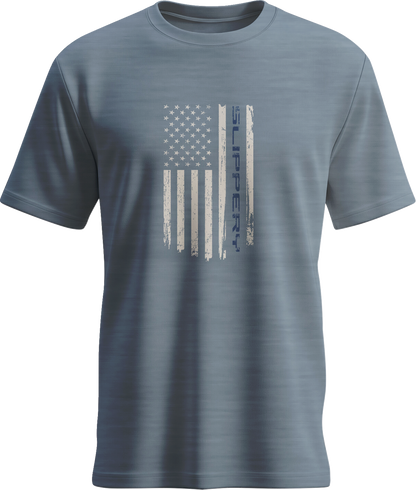 SLIPPERY Flag Flint T-Shirt - Heather Blue - Medium 3030-25326