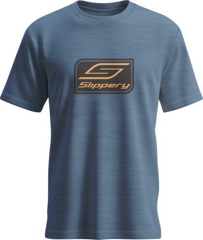 SLIPPERY Crest T-Shirt - Heathered Neptune Blue - Small 3030-25333