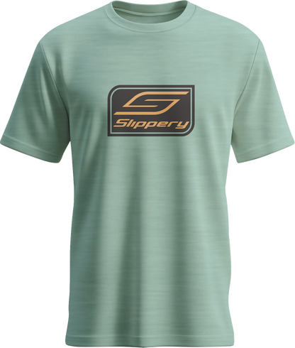 SLIPPERY Crest T-Shirt - Heather Dusty Sage - Small 3030-25337
