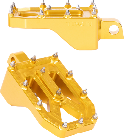 THRASHIN SUPPLY CO. Aggressor Foot Pegs - Rear - Gold - HD '72-'25 TSC-2022-5-D