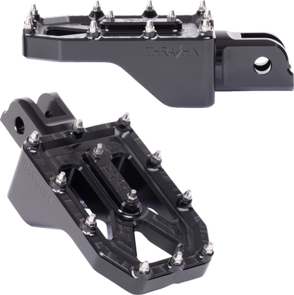 THRASHIN SUPPLY CO. Aggressor Foot Pegs - Front - Black - FL/FX '18-'25 TSC-2022-1-SF