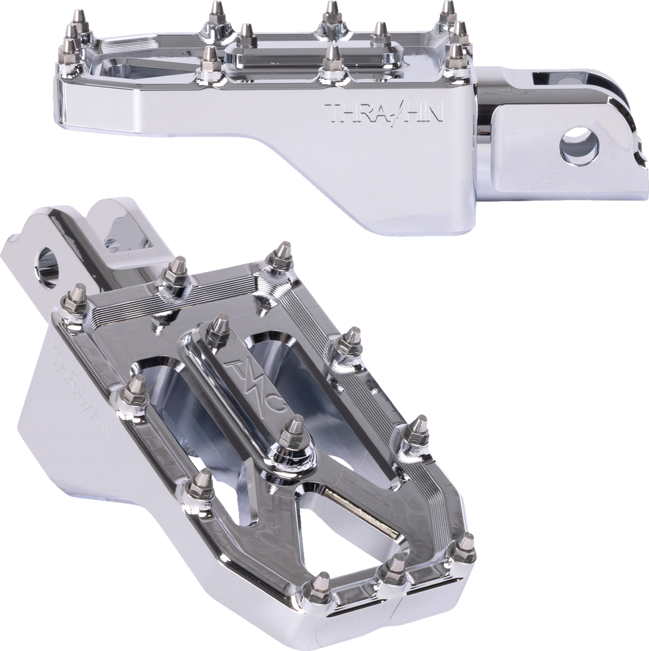 THRASHIN SUPPLY CO. Aggressor Foot Pegs - Front - Chrome - FL/FX '18-'25 TSC-2022-3-SF