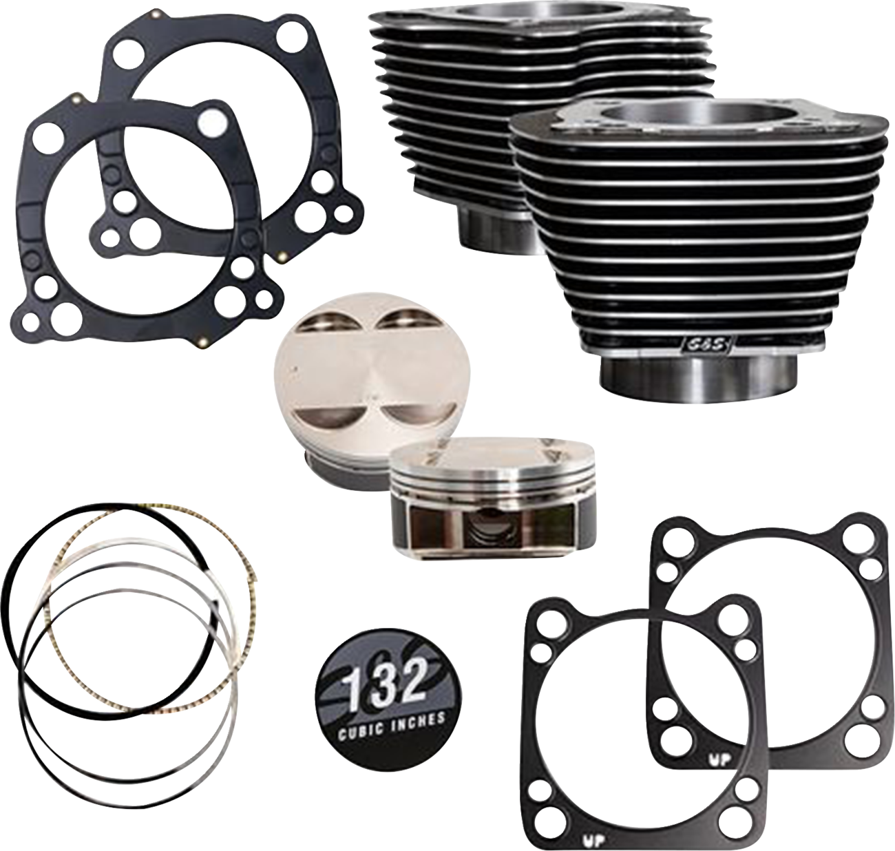 S&S CYCLE 132" Cylinder Kit - 4.500" Stroke - Black Granite w/Highlighted Fins - M8 910-0847A