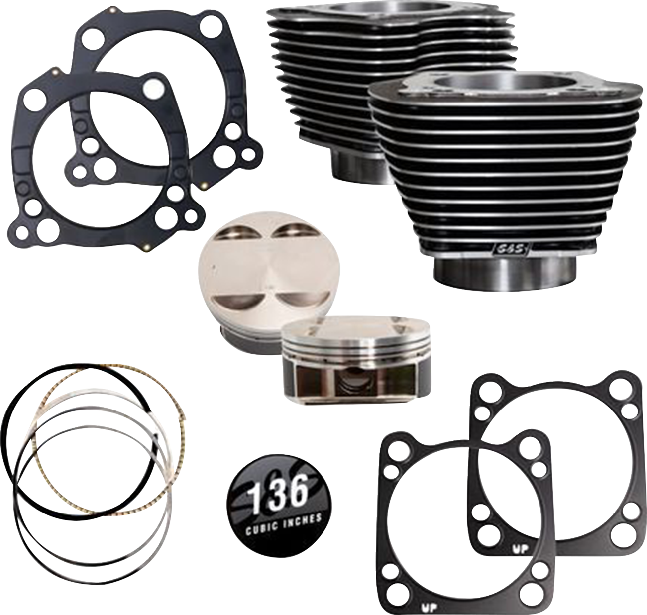 S&S CYCLE 136" Cylinder Kit - 4.625" Stroke - Black Granite w/Highlighted Fins - M8 910-0850A