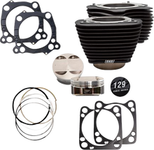 S&S CYCLE 129" Cylinder Kit - 4.375" Stroke - Wrinkle Black w/o Highlighted Fins - M8 910-0844A