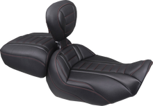 MUSTANG Deluxe Touring Solo Seat - w/ Backrest - Dark Cherry Stitch - FLT/FLH '23-'25 89401DC