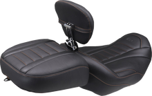 MUSTANG Deluxe Touring Solo Seat - w/ Backrest - Mandarin Orange Stitch - FLT/FLH '23-'25 89401MO