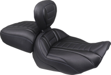 MUSTANG Deluxe Touring Solo Seat - w/ Backrest - Sky Blue Stitch - FLT/FLH '23-'25 89401SB