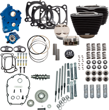 S&S CYCLE 132" Power Pack - 550 Gear Drive - Oil Cooled - Black w/o Highlight Fins - 114"/117" M8 310-1234C
