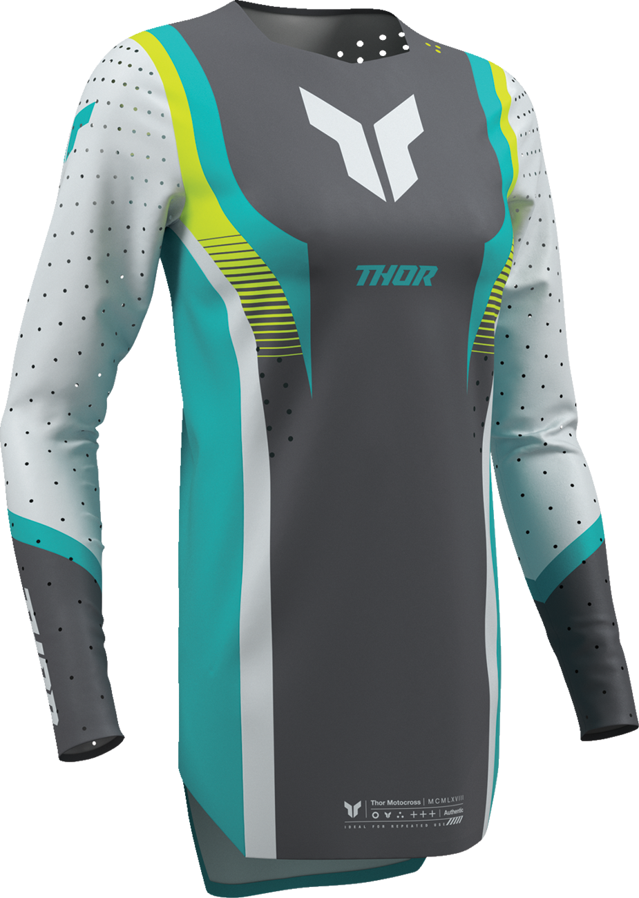 THOR Women's Sportmode Velocity Jersey - Gray/Aqua - Large 2911-0338