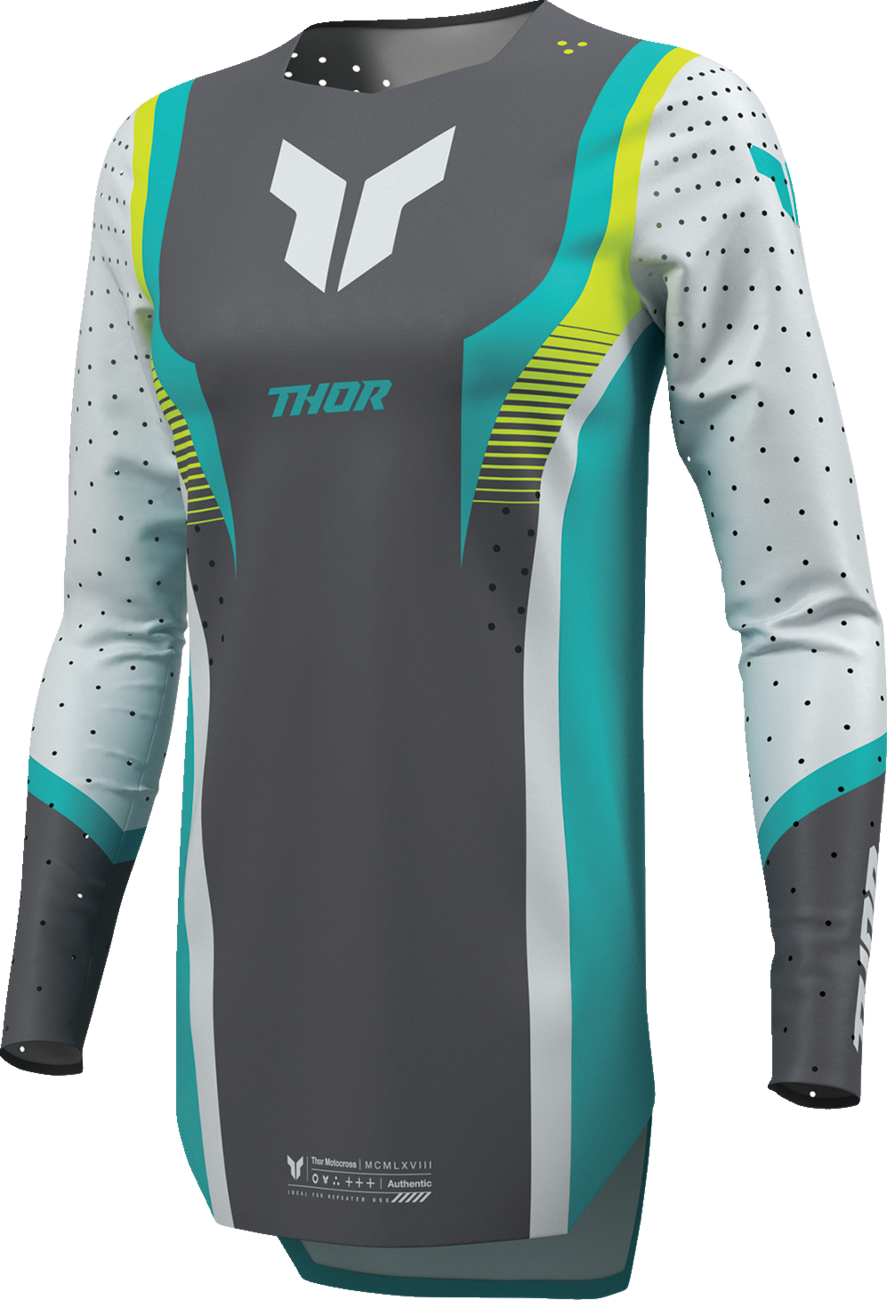THOR Women's Sportmode Velocity Jersey - Gray/Aqua - Large 2911-0338