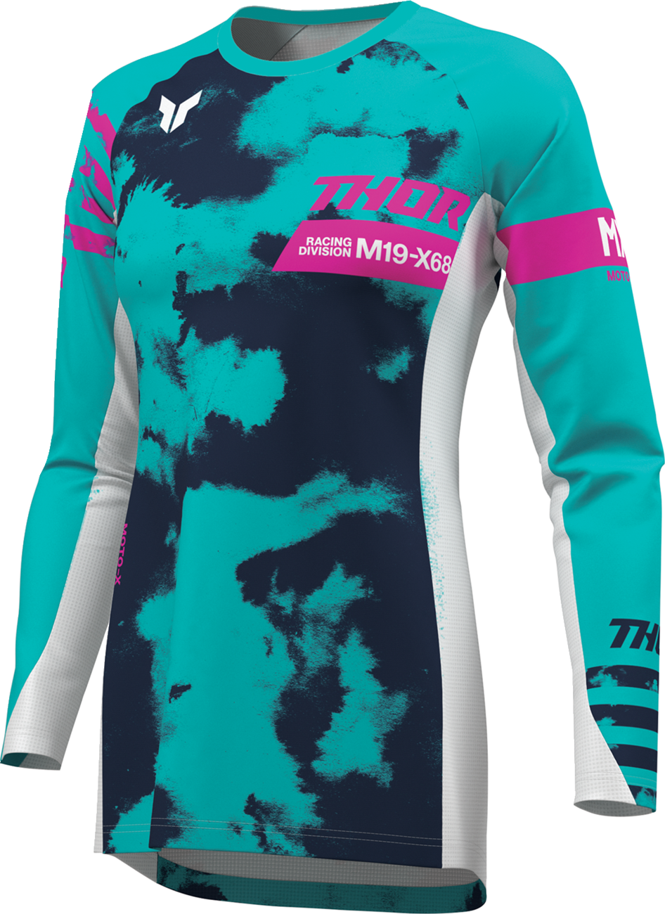 THOR Women's Launchmode Bleach Jersey - White/Aqua - Medium 2911-0347