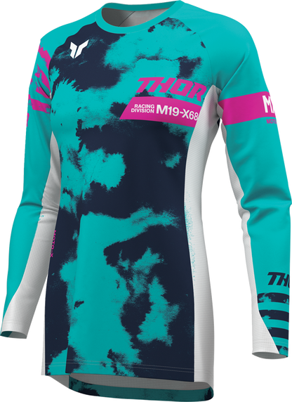 THOR Women's Launchmode Bleach Jersey - White/Aqua - Large 2911-0348