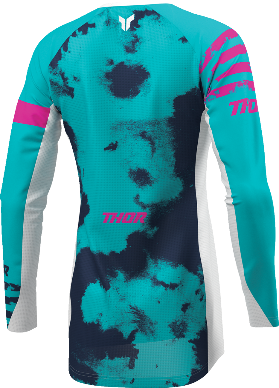 THOR Women's Launchmode Bleach Jersey - White/Aqua - Large 2911-0348