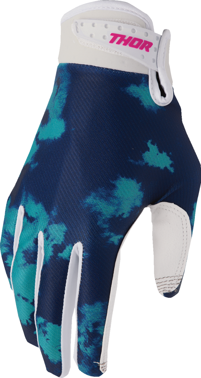 THOR Youth Launchmode Bleach Gloves - White/Aqua - Large 3332-1916