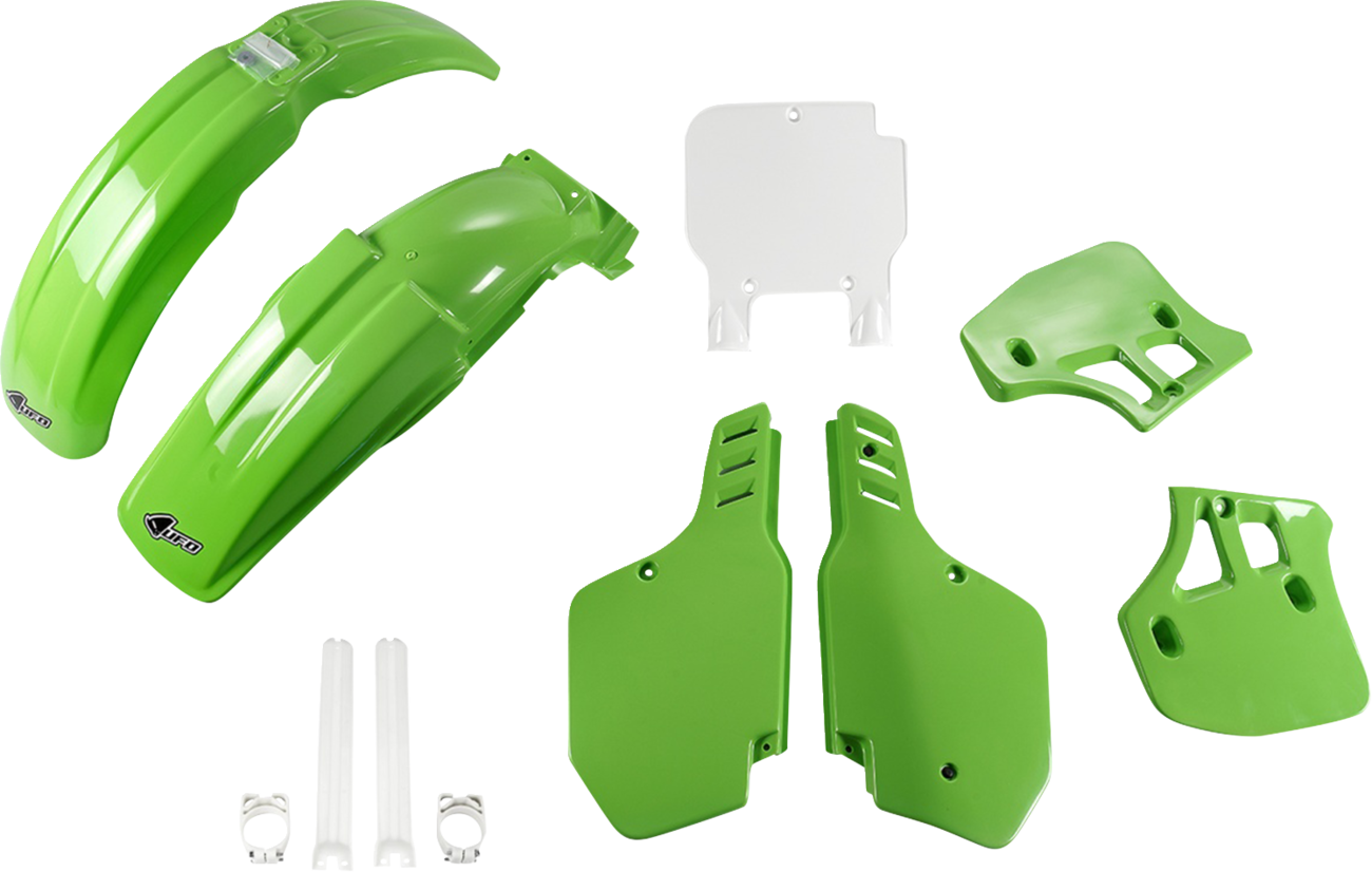 UFO Body Kit - '89/'90/'92 OEM Green/White - Kawasaki - KX '89-'92 KAKIT189F@999