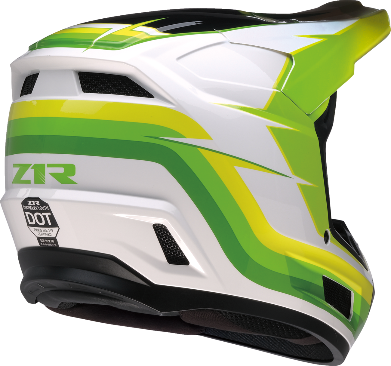 Z1R Youth Dirt Maxx Helmet - Vortex - White/Green - Large 0111-1740