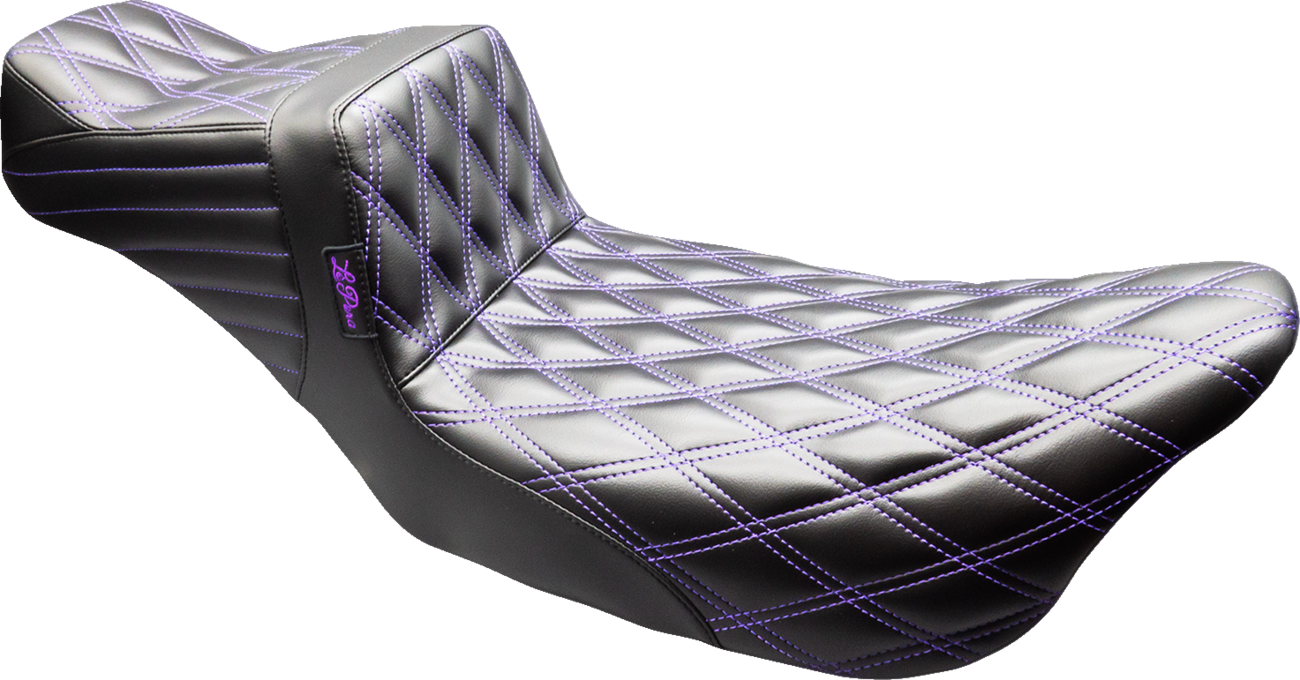 LE PERA Tailwhip Daddy Long Legs Seat - Black - Purple Double Diamond Stitch - FLT/FLH '08-'23 LK-587DLDD-P01