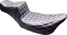 LE PERA Tailwhip Daddy Long Legs Seat - Black - Purple Double Diamond Stitch - FLT/FLH '08-'23 LK-587DLDD-P01
