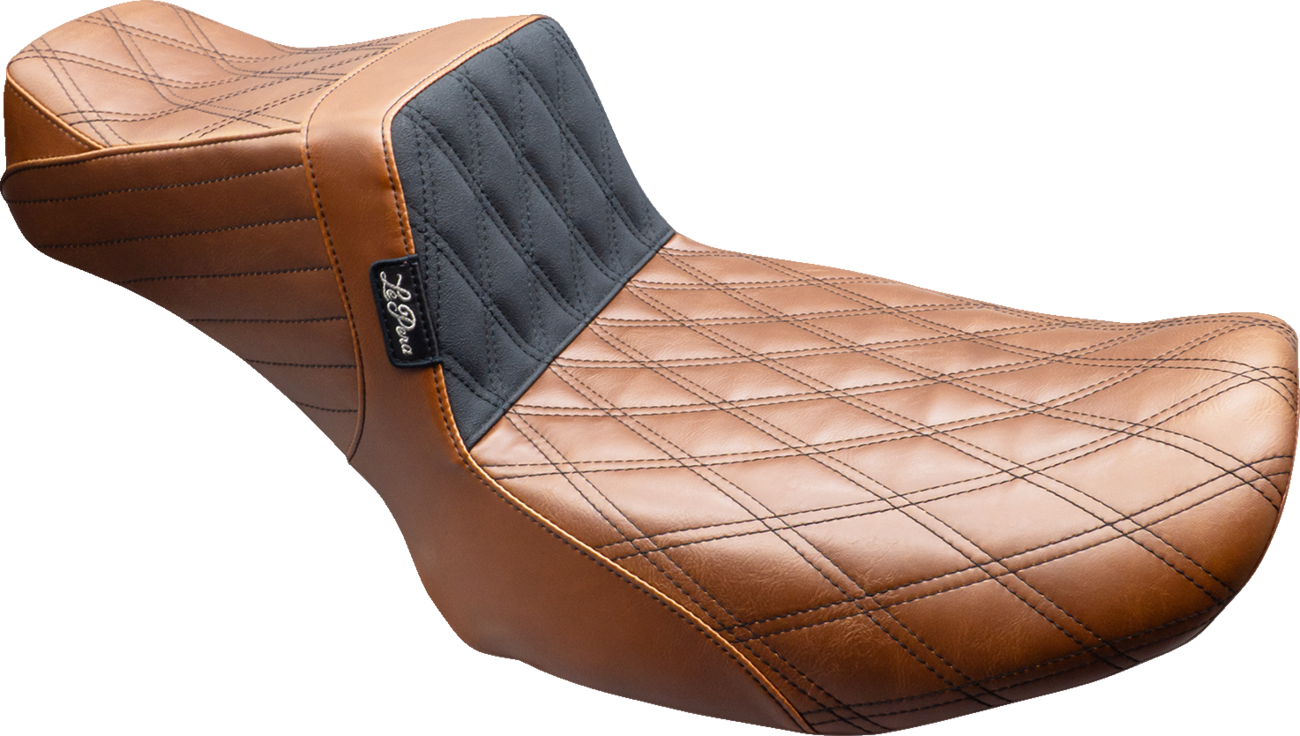 LE PERA Tailwhip Daddy Long Legs Seat - Brown - Black Double Diamond Stitch - FLT/FLH '24-'25 LV-587DLTDV01