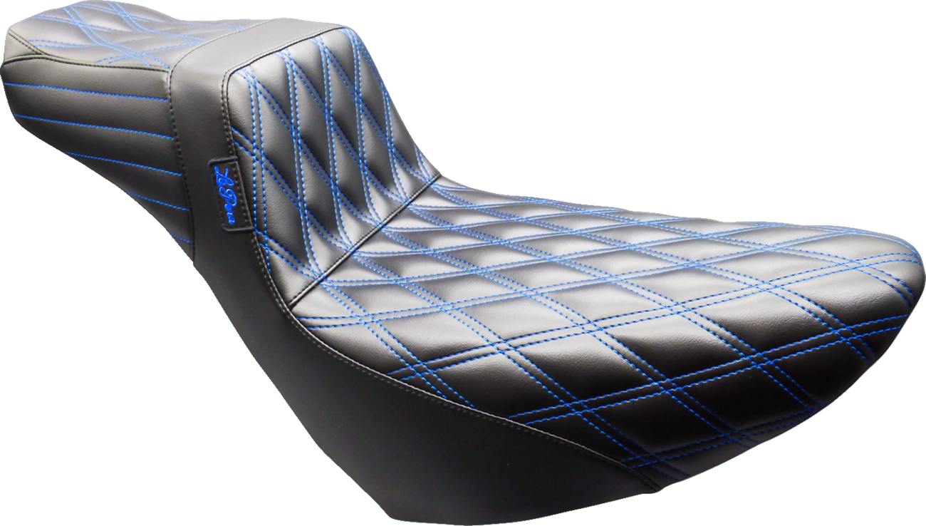 LE PERA Tailwhip Daddy Long Legs Seat - Black - Double Diamond - Blue Stitch - FL/FX '18-'25 LYR-580DLDD-BE01