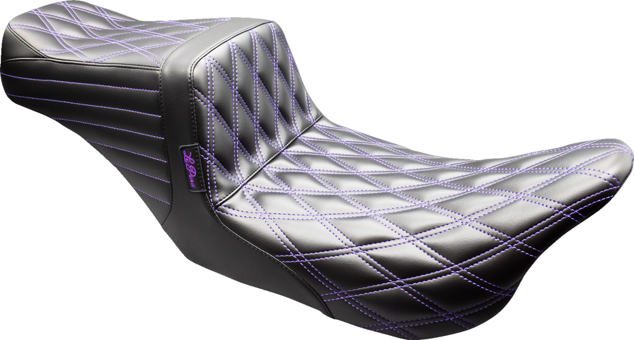 LE PERA Tailwhip Seat - Black - Double Diamond - Purple Stitch - FLT/FLH '08-'23 LK-587DD-P01