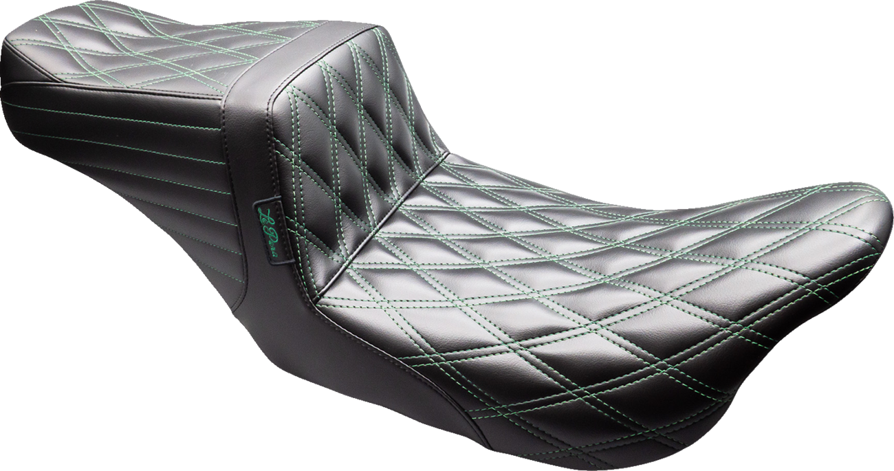 LE PERA Tailwhip Seat - Black - Double Diamond - Green Stitch - FLT/FLH '08-'23 LK-587DD-GN08